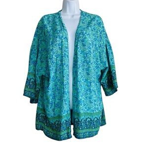Cupcakes And Cashmere Floral Open Front Kimono Cardigan Size M